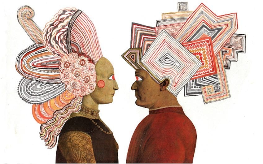 Battista and Federico 11″x 71:2″ gouache, pencil, ink, paper 2012