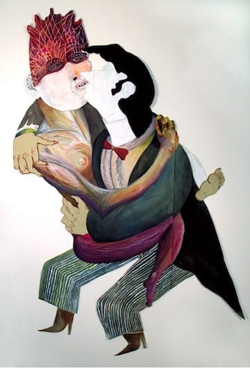 Kissing Woman #1 gouache, paper, mixed media 42″ x 69″ 2010