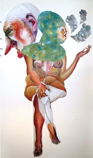 Kissing Woman #2 gouache, paper, mixed media 39″ x 70″ 2010