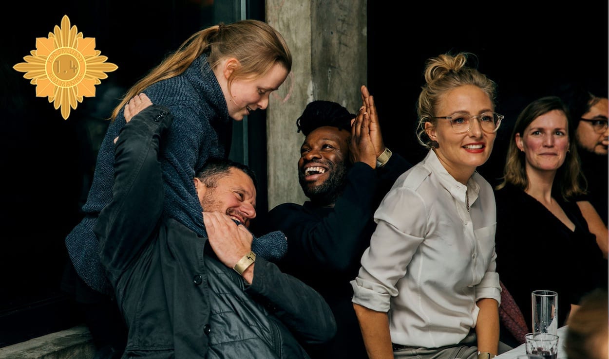 Golden girl Charlotte Regan with Knucklehead's Tim Katz, Ore Okenedo, jury member Katie Dolan, Knucklehead's Claire Leaver and Tu